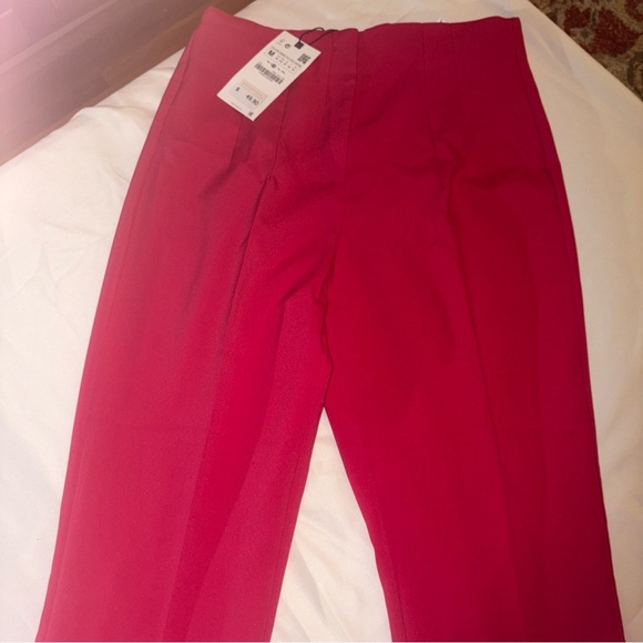 Zara Woman trousers Pants Straight Leg sizeM High waist Pink Fuchsia 7990/483 - Picture 11 of 12